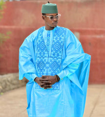 3PC African Clothing for Men: Traditional Bazin Riche Embroidery - Free Delivery Worldwide only at Flexi Africa