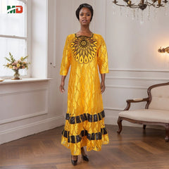 African Clothing for Women – Traditional Plus Size Floral Embroidered Dress