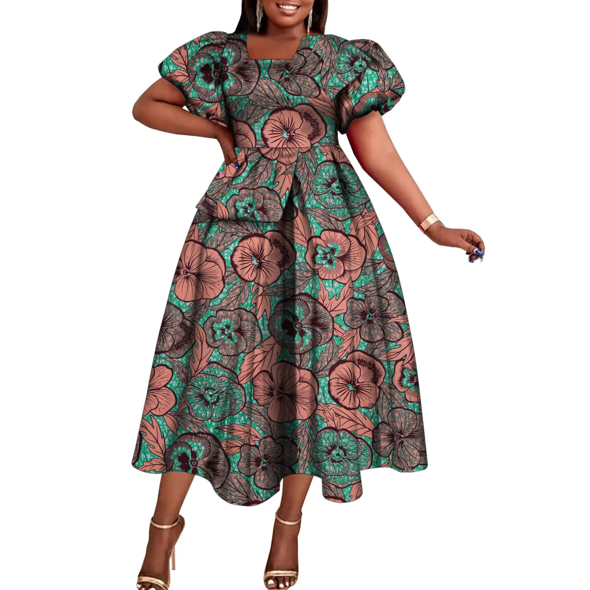 African Dresses for Women Fashion Africain Femmel Short Sleeve Dresses Dashiki Party Clothes for Women WY10485 - Free Delivery Worldwide only at Flexi Africa