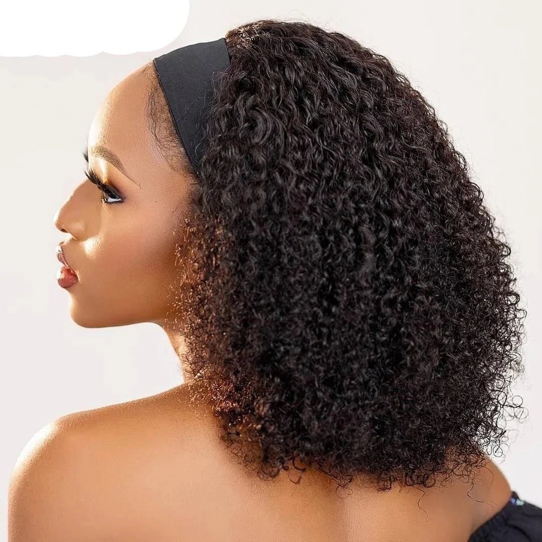 100% Human Hair Afro Kinky Curly Headband Wig with 200 Density - Free Delivery Worldwide only at Flexi Africa