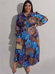 Elegant Plus-Size 2PC Outfit – Long-Sleeve Top & Skirt Set for Women