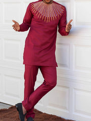 2PC African Men's Traditional Kaftan Set – Elegant Evening & Party Attire - Free Delivery Worldwide only at Flexi Africa