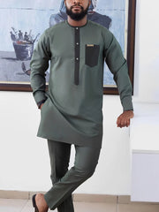 2PC African Men's Traditional Kaftan Set – Elegant Evening & Party Attire - Free Delivery Worldwide only at Flexi Africa