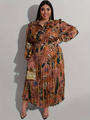 Elegant Plus-Size 2PC Outfit – Long-Sleeve Top & Skirt Set for Women