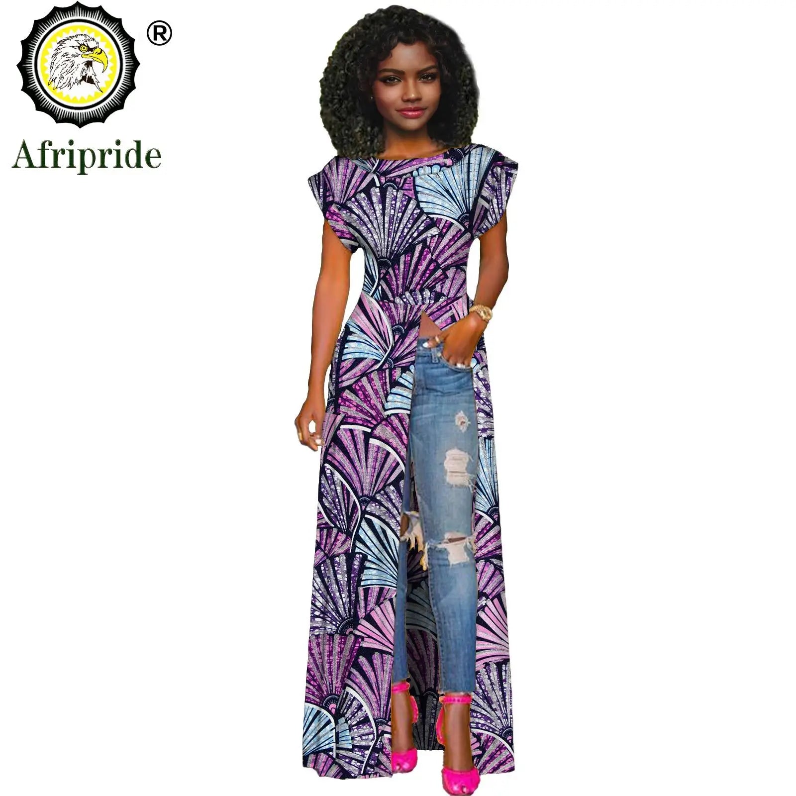 African Women's Long Trench Coat – Short Sleeve Bazin Riche Overcoat