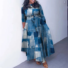 Plus Size African Maxi Dress for Women – Dashiki Abaya Style with Ankara Print | Elegant Polyester Femme African Clothing