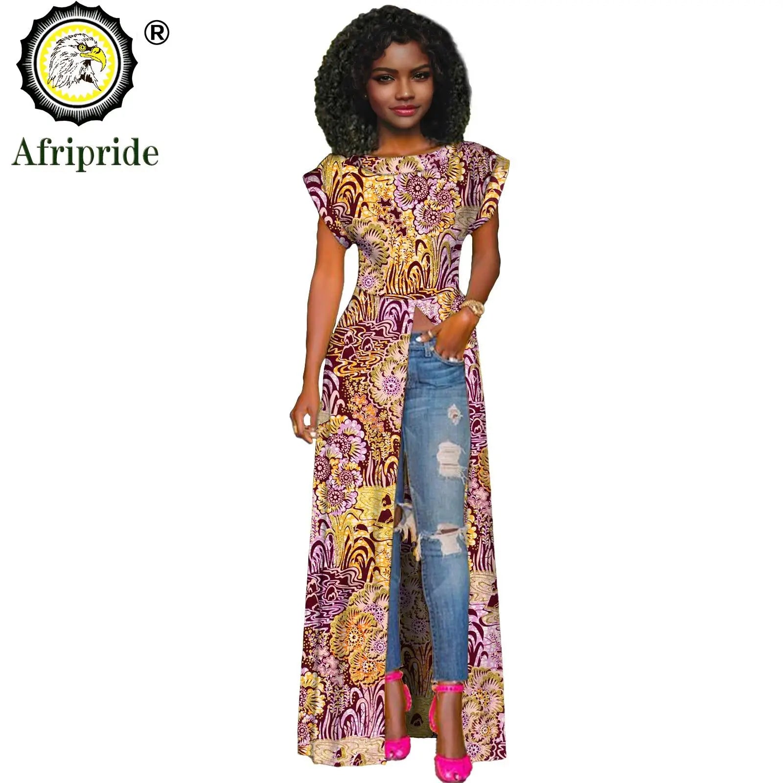 African Women's Long Trench Coat – Short Sleeve Bazin Riche Overcoat