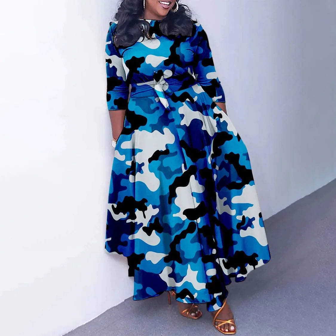 Plus Size African Maxi Dress for Women – Dashiki Abaya Style with Ankara Print | Elegant Polyester Femme African Clothing