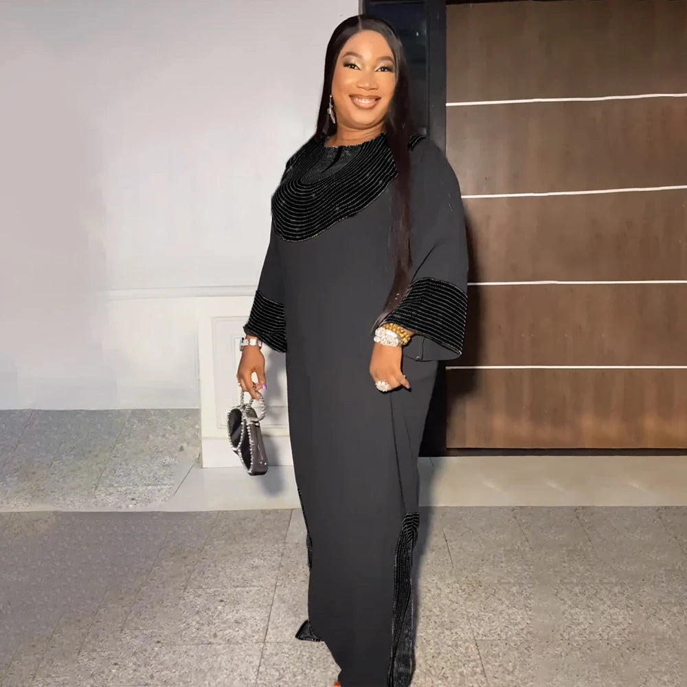 Luxury African Caftan Dress for Women – Boubou Robe for Evening Parties - Free Delivery Worldwide only at Flexi Africa