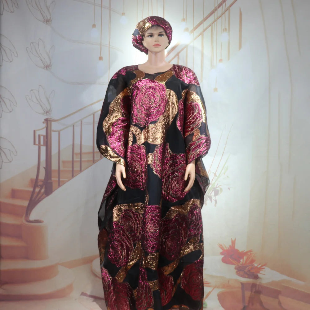 African Women’s 2PC Dress Set with Matching Headscarf – Ethnic Wear