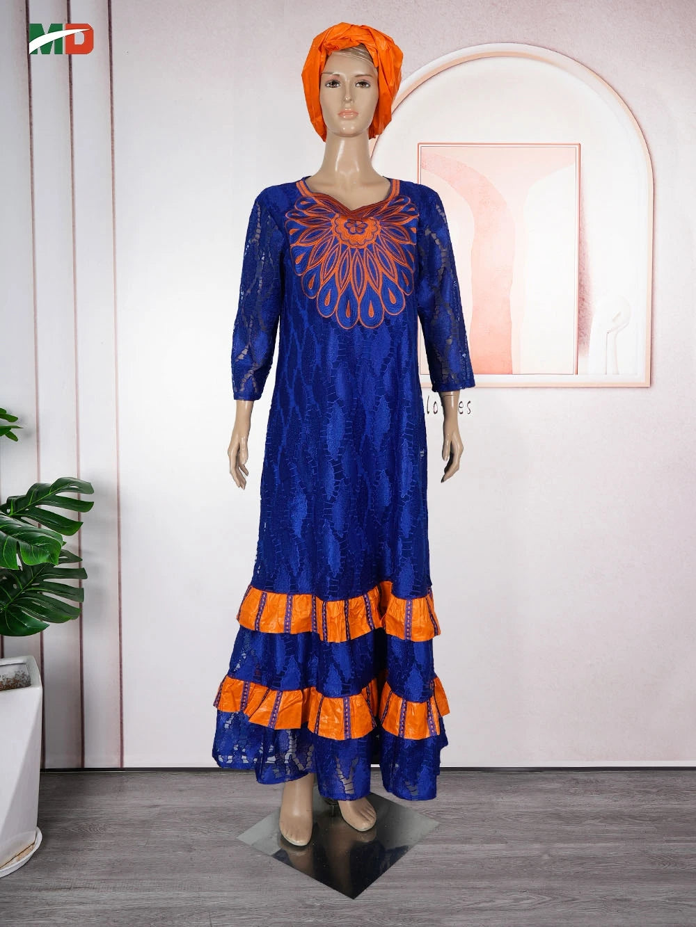 African Clothing for Women – Traditional Plus Size Floral Embroidered Dress