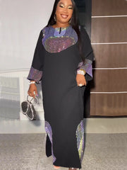Luxury African Caftan Dress for Women – Boubou Robe for Evening Parties - Free Delivery Worldwide only at Flexi Africa
