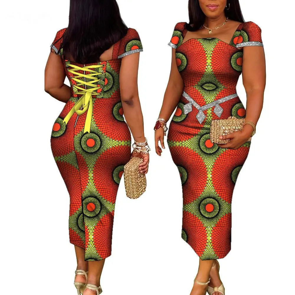 African Wax Print Summer Gown for Women – Elegant Ankara Bandage Dress