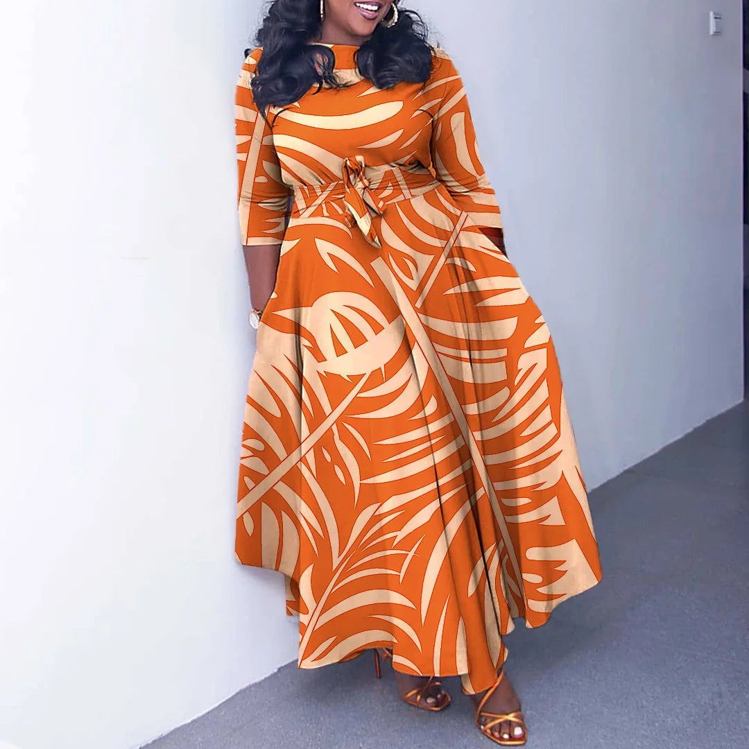 Plus Size African Maxi Dress for Women – Dashiki Abaya Style with Ankara Print | Elegant Polyester Femme African Clothing
