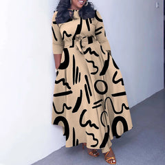 Plus Size African Maxi Dress for Women – Dashiki Abaya Style with Ankara Print | Elegant Polyester Femme African Clothing