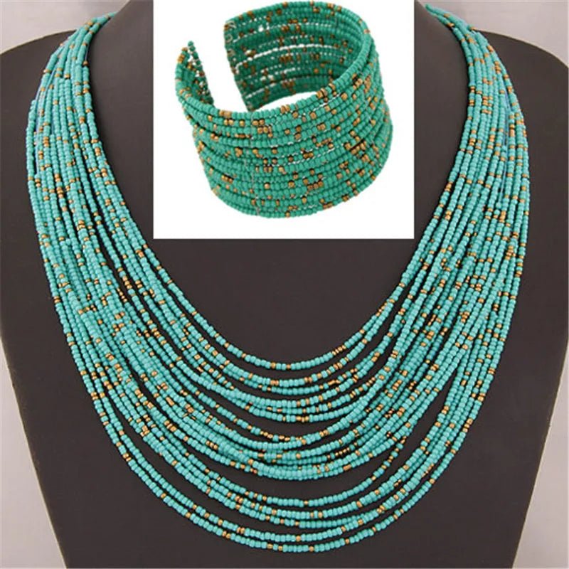 Acrylic Bead Jewelry Sets: Fashionable Necklaces and Bangles for Women - Multicolor Necklace New Jewelry Set - Flexi Africa