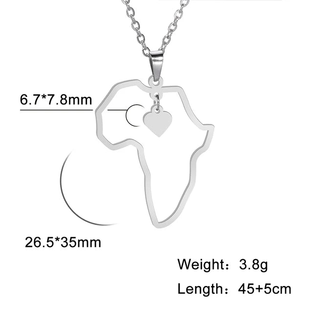 Africa Map Lion Elephant Monkey Giraffe Pendant Necklaces Stainless Steel Animal Chain Choker African Jewelry - Flexi Africa