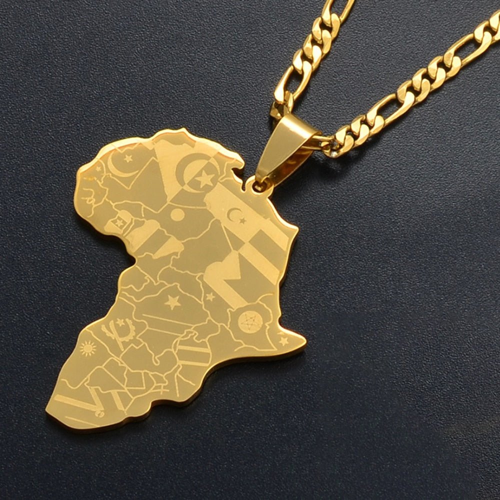 Africa Map Pendant Necklaces in Silver and Gold: Stylish Jewelry for Women and Men - Free Delivery Worldwide