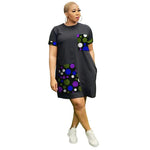 African Ankara Couture Black Dress for Women – O - Neck Short Sleeve Design - Free Delivery Worldwide only at Flexi Africa