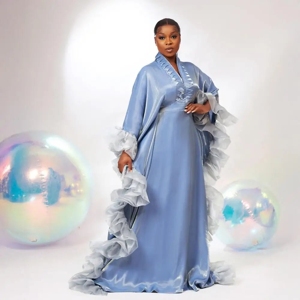 African Ankara Evening Dress for Women – Luxurious Batwing Dashiki Gown - Free Delivery Worldwide only at Flexi Africa