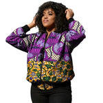 African Ankara Print Bomber Jacket for Women – Cotton Couture Zip - Up Jacket - Free Delivery Worldwide only at Flexi Africa