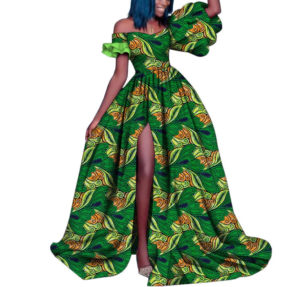 African Ankara Print Maxi Dress for Women – Dashiki Long Split Elegant Party Wear - Free Delivery Worldwide only at Flexi Africa