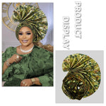 African Auto Gele Headwrap – Bold Fan - Shaped Ready - Made Headtie for Women - Free Delivery Worldwide only at Flexi Africa