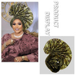 African Auto Gele Headwrap – Bold Fan - Shaped Ready - Made Headtie for Women - Free Delivery Worldwide only at Flexi Africa