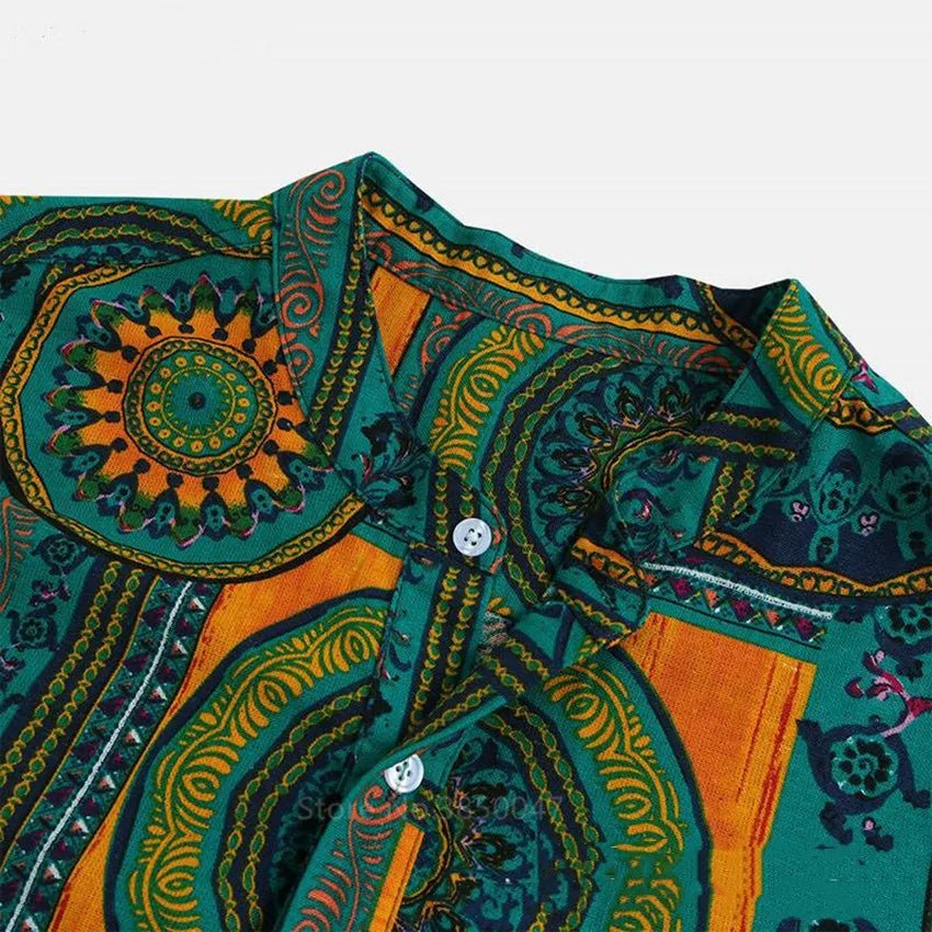 Men's Dashiki Print Summer Shirts - African Tribal Bazin Riche Hip Hop Short Sleeve Fashion - Free Delivery Worldwide only at Flexi Africa