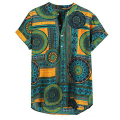 Men's Dashiki Print Summer Shirts - African Tribal Bazin Riche Hip Hop Short Sleeve Fashion - Free Delivery Worldwide only at Flexi Africa