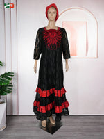 African Clothing for Women – Traditional Plus Size Floral Embroidered Dress - Free Delivery Worldwide only at Flexi Africa