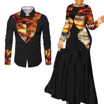 African Couple Matching Outfits – Elegant Lovers’ Traditional Clothing Set, Men’s Shirt & Women’s Long Maxi Dress - Free Delivery Worldwide only at Flexi Africa