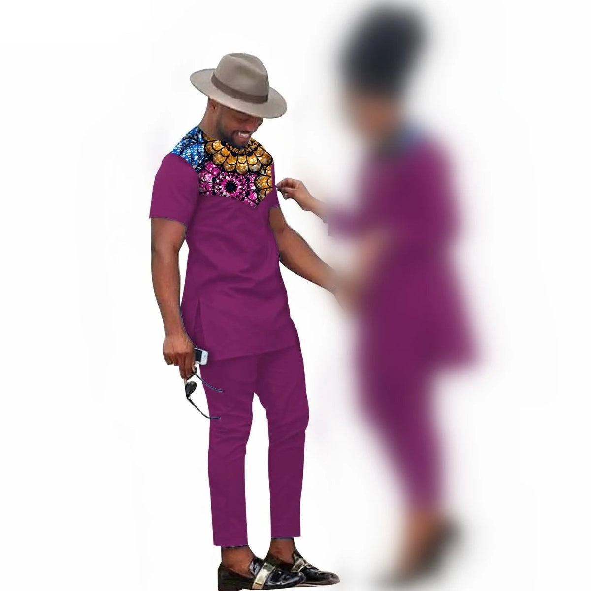 African Couples Matching Clothes – Handmade Bazin Riche Ankara Print for Women and Men - Free Delivery Worldwide only at Flexi Africa