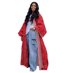 African Dresses for Women African Ethnic Print Loose Long Trench Coat Streetwear Dashiki African Clothes - Flexi Africa