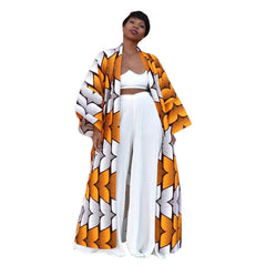 African Dresses for Women African Ethnic Print Loose Long Trench Coat Streetwear Dashiki African Clothes - Flexi Africa