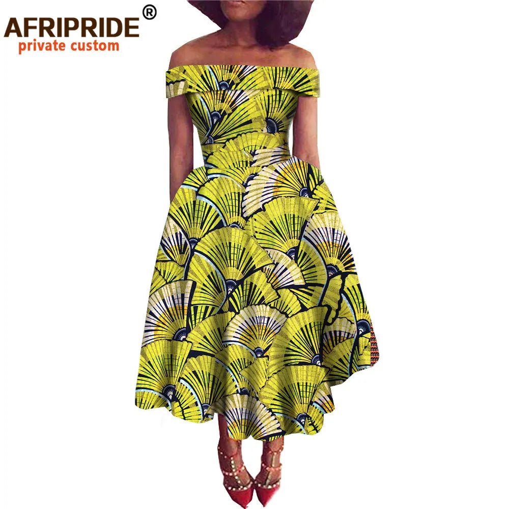 African Dresses for Women Ankara Print Off Shoulder Traditional African Clothing Strapless Dress Ankara Attire A722516 - Free Delivery Worldwide only at Flexi Africa