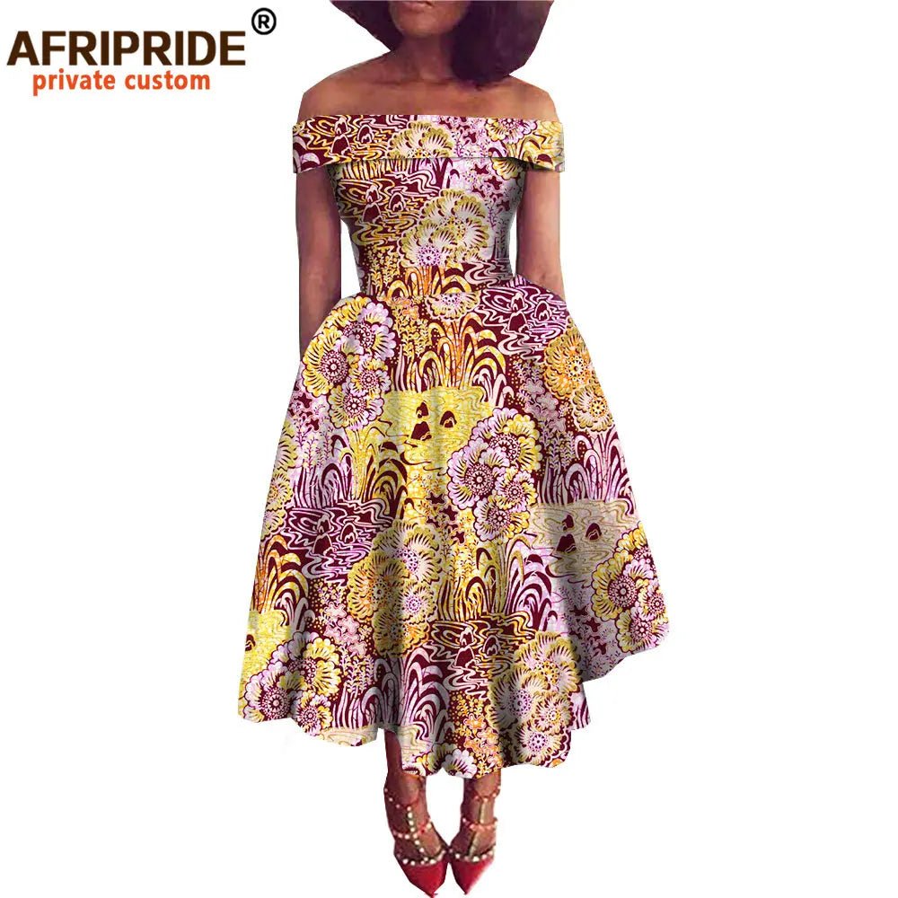 African Dresses for Women Ankara Print Off Shoulder Traditional African Clothing Strapless Dress Ankara Attire A722516 - Free Delivery Worldwide only at Flexi Africa