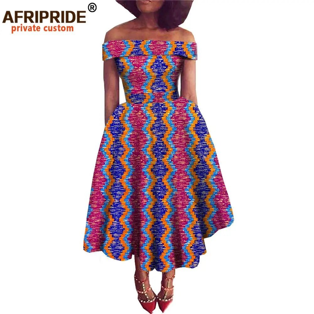 African Dresses for Women Ankara Print Off Shoulder Traditional African Clothing Strapless Dress Ankara Attire A722516 - Free Delivery Worldwide only at Flexi Africa