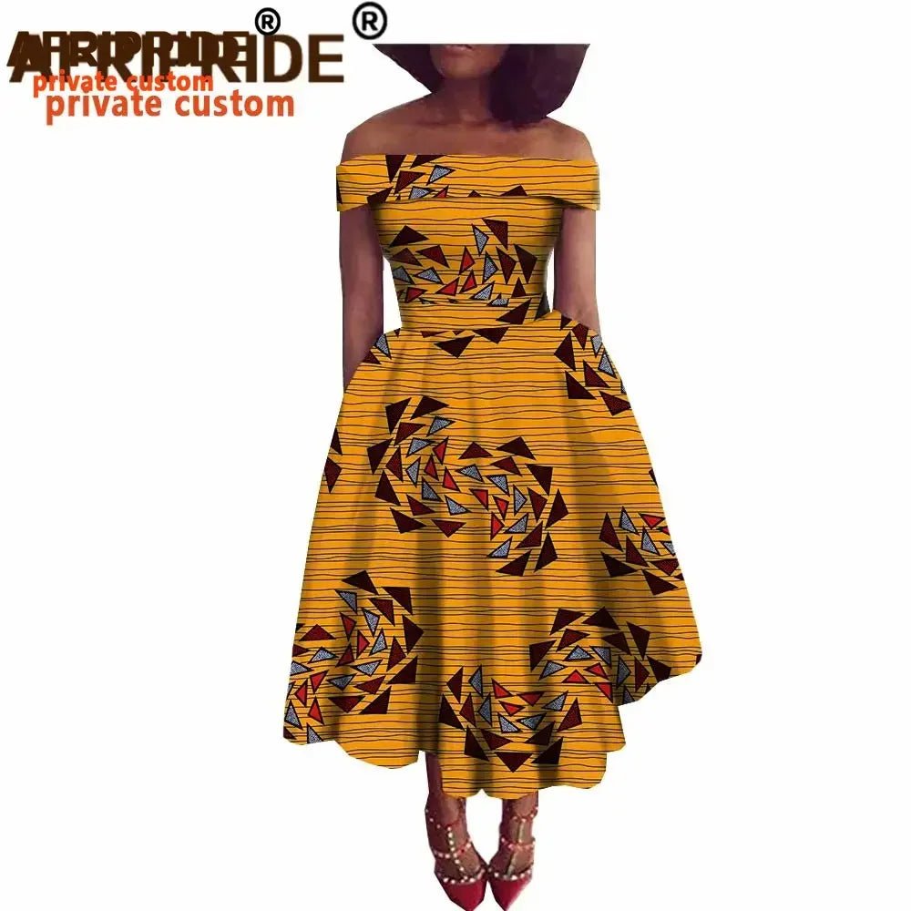 African Dresses for Women Ankara Print Off Shoulder Traditional African Clothing Strapless Dress Ankara Attire