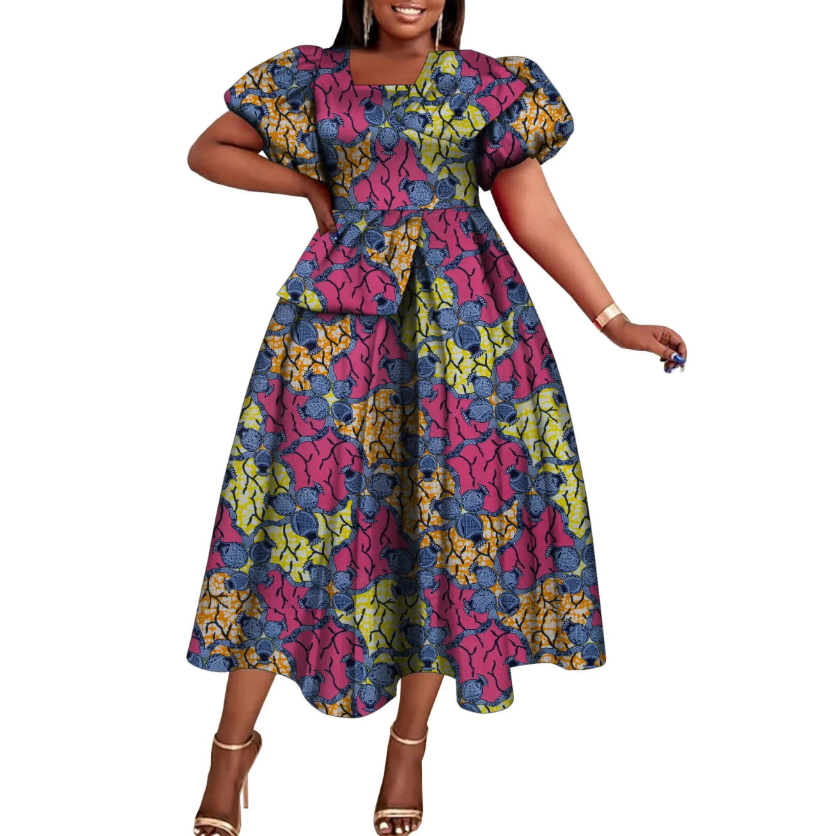 African Dresses for Women Fashion Africain Femmel Short Sleeve Dresses Dashiki Party Clothes for Women WY10485 - Free Delivery Worldwide only at Flexi Africa