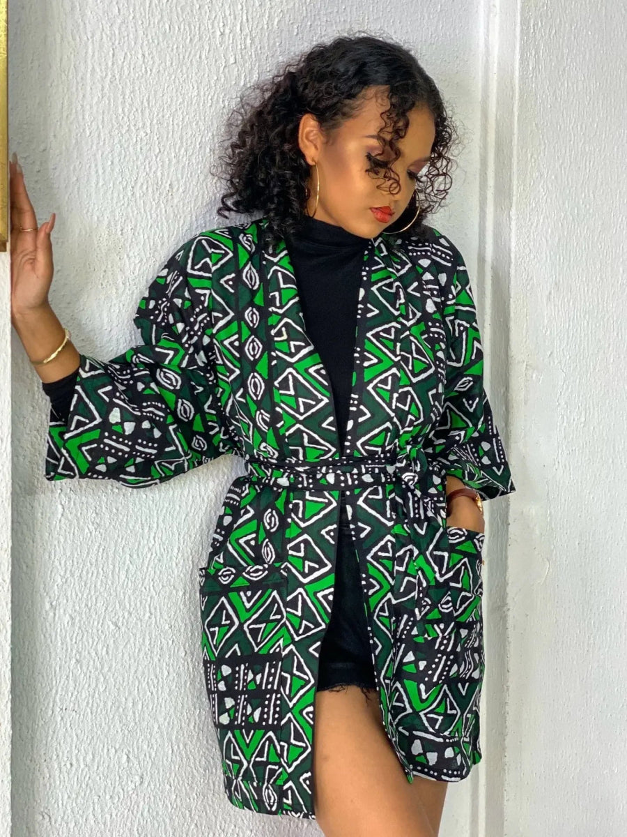 African Dresses For Women Fashion Kimono Cardigan Coat Traditional Floral Print Rich Bazin Vestidos Dashiki Party African Skirts - Free Delivery Worldwide only at Flexi Africa
