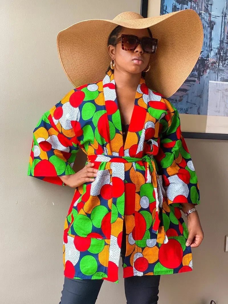 African Dresses For Women Fashion Kimono Cardigan Coat Traditional Floral Print Rich Bazin Vestidos Dashiki Party African Skirts - Free Delivery Worldwide only at Flexi Africa
