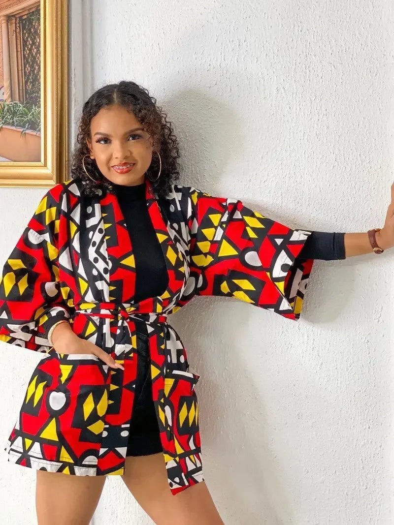 African Dresses For Women Fashion Kimono Cardigan Coat Traditional Floral Print Rich Bazin Vestidos Dashiki Party African Skirts - Free Delivery Worldwide only at Flexi Africa