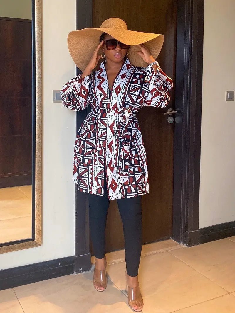 African Dresses For Women Fashion Kimono Cardigan Coat Traditional Floral Print Rich Bazin Vestidos Dashiki Party African Skirts - Free Delivery Worldwide only at Flexi Africa