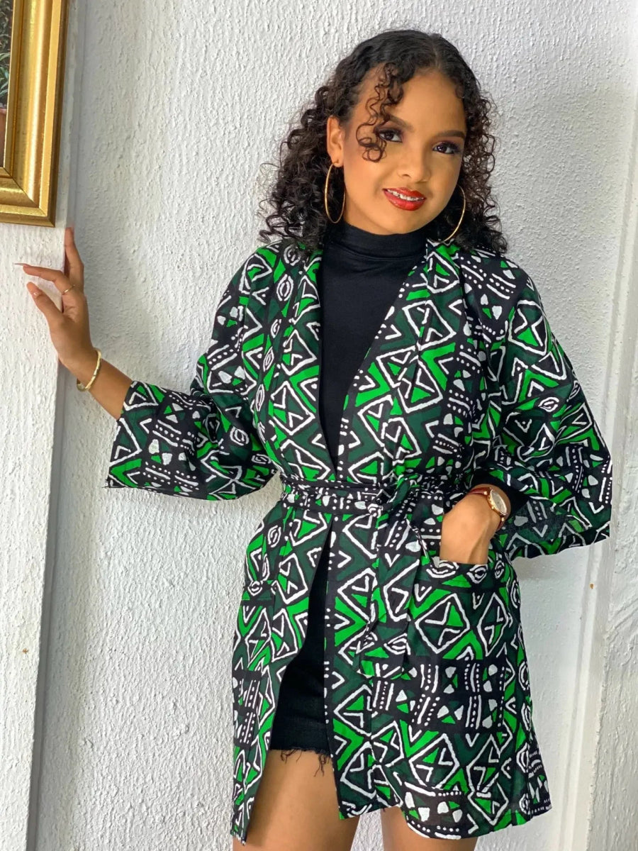 African Dresses For Women Fashion Kimono Cardigan Coat Traditional Floral Print Rich Bazin Vestidos Dashiki Party African Skirts - Free Delivery Worldwide only at Flexi Africa