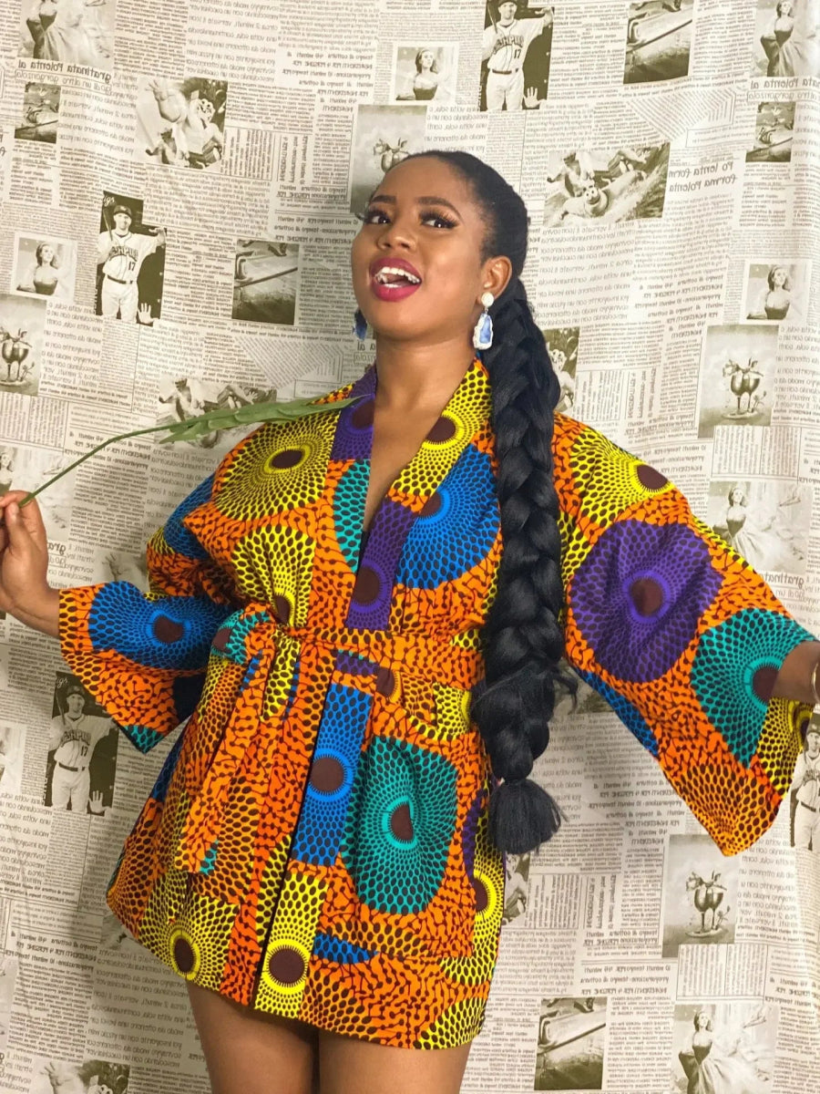 African Dresses For Women Fashion Kimono Cardigan Coat Traditional Floral Print Rich Bazin Vestidos Dashiki Party African Skirts - Free Delivery Worldwide only at Flexi Africa