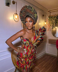 African Elegance: Ankara Mermaid Gown, Prom Dress, and Tailored Attire for Unforgettable Moments - Free Delivery Worldwide