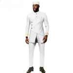 African Ethnic New Men's Casual Suit - Refined and Fitted Style - Party Dress - Fashionable Men's Clothing (Top + Pants + Hat) - Free Delivery Worldwide only at Flexi Africa