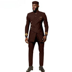 African Ethnic New Men's Casual Suit - Refined and Fitted Style - Party Dress - Fashionable Men's Clothing (Top + Pants + Hat) - Free Delivery Worldwide only at Flexi Africa