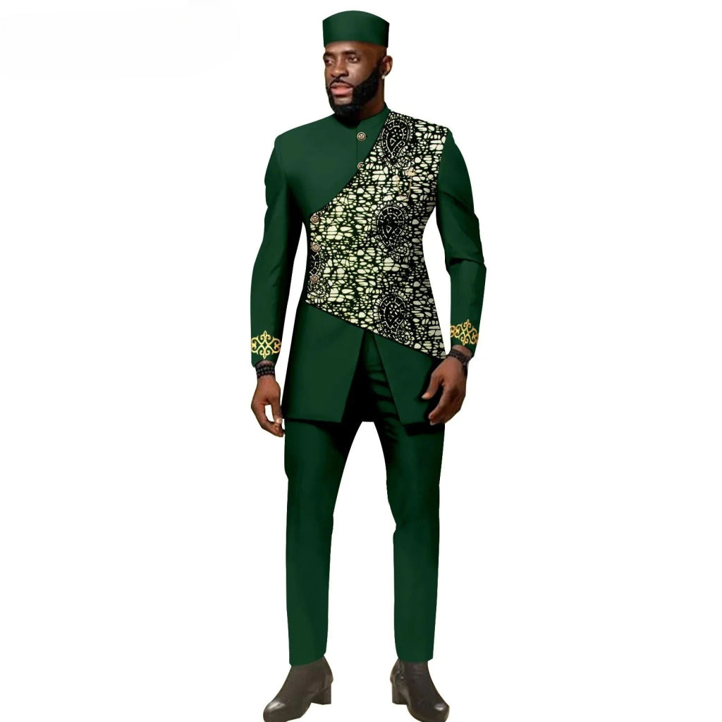 African Ethnic New Style Men's Suit - Elegant and Fitted Design - Fashionable Men's Clothing - Free Delivery Worldwide